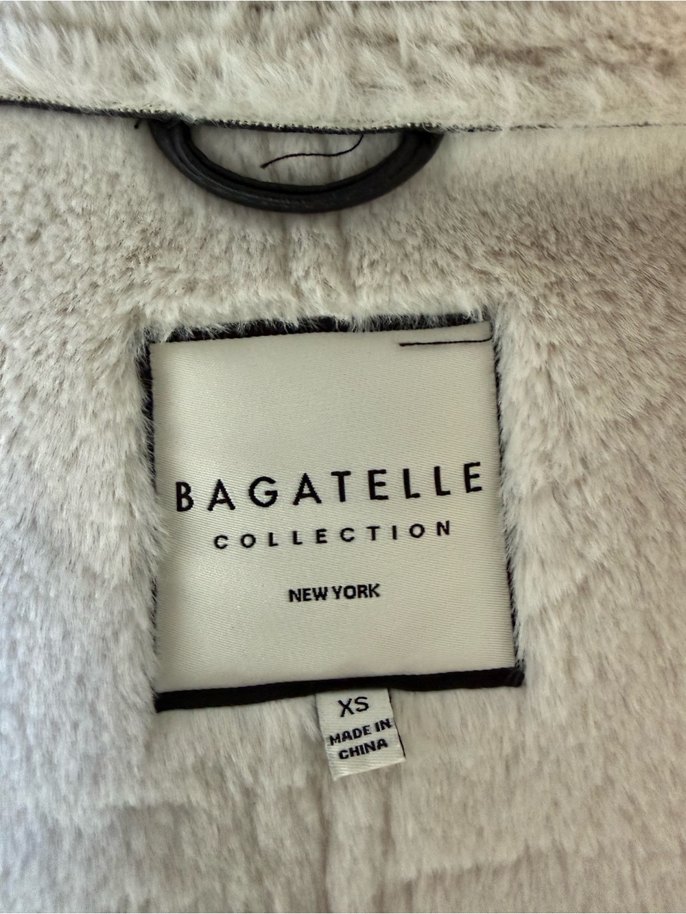 Black Faux Leather Jacket with Cream Sherpa Trim - Picture 4 of 7